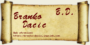 Branko Dačić vizit kartica
